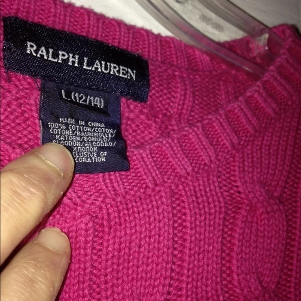 Pink knit Ralph Lauren girls cardigan sweater